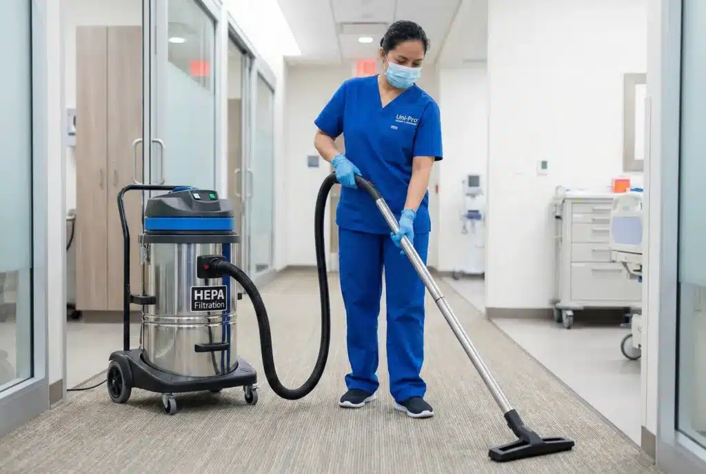 HEPA vacuum used in professional medical cleaning