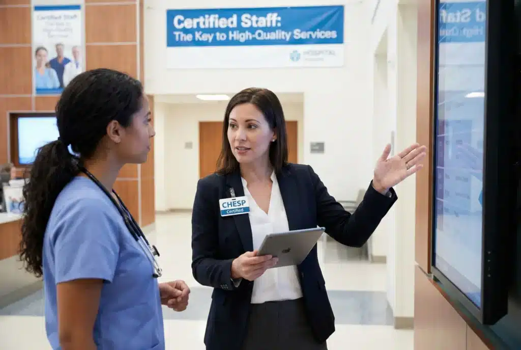 CHESP-certified manager overseeing hospital-grade cleaning programs and compliance