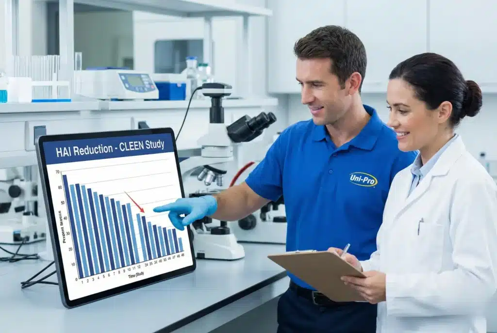 HAI reduction metrics linked to professional healthcare cleaning services