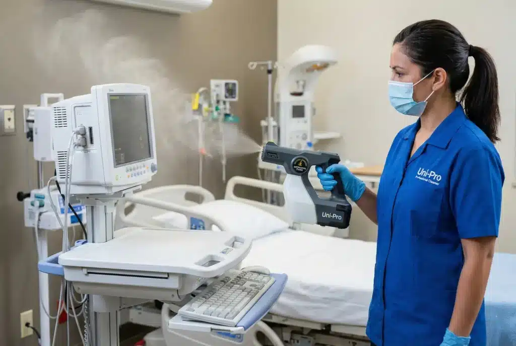 Electrostatic sprayer used in hospital cleaning
